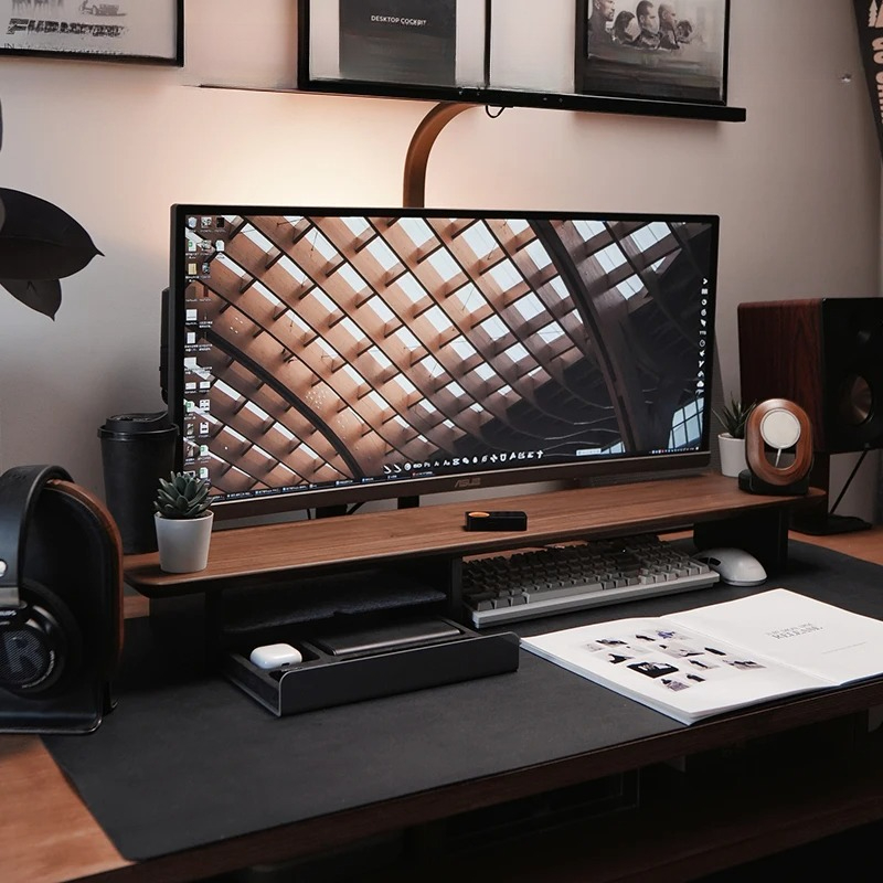 Desk Setup Workspace - 프리미엄 모니터 스탠드 서랍 포함 컴퓨터