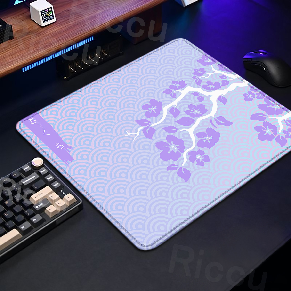 Desk Setup Blue - 보라색 사쿠라 테이블 패드 게임용 마우스