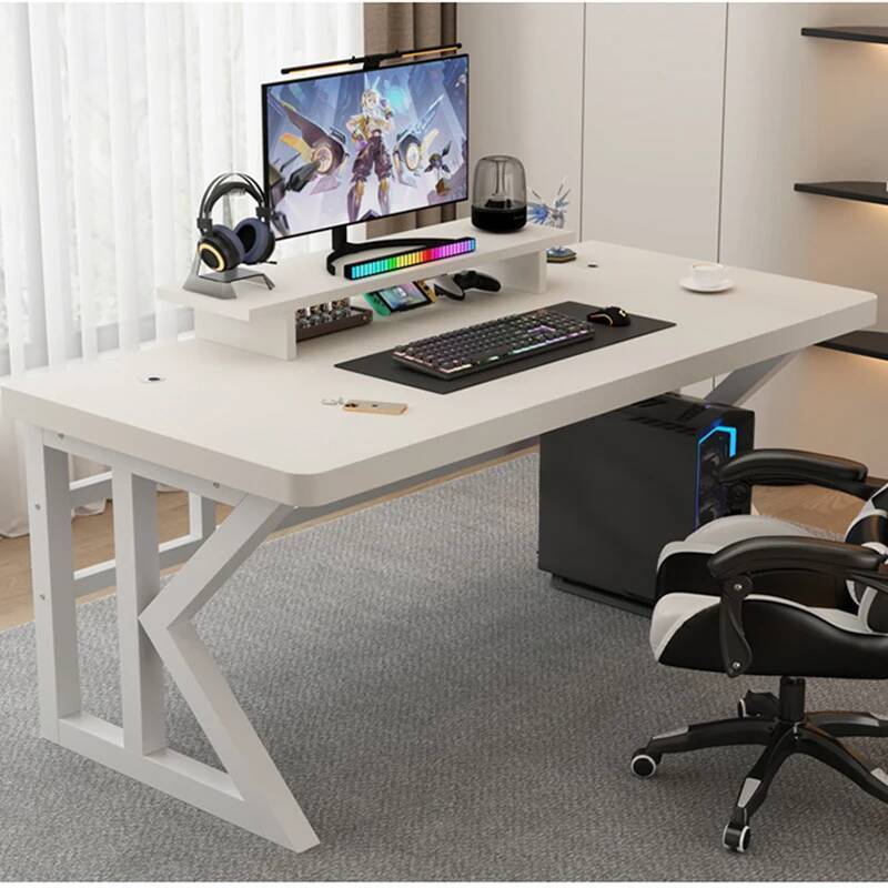 Desk Setup With Laptop And Monitor - L자형 게이밍 책상, 침대 위에서 사용