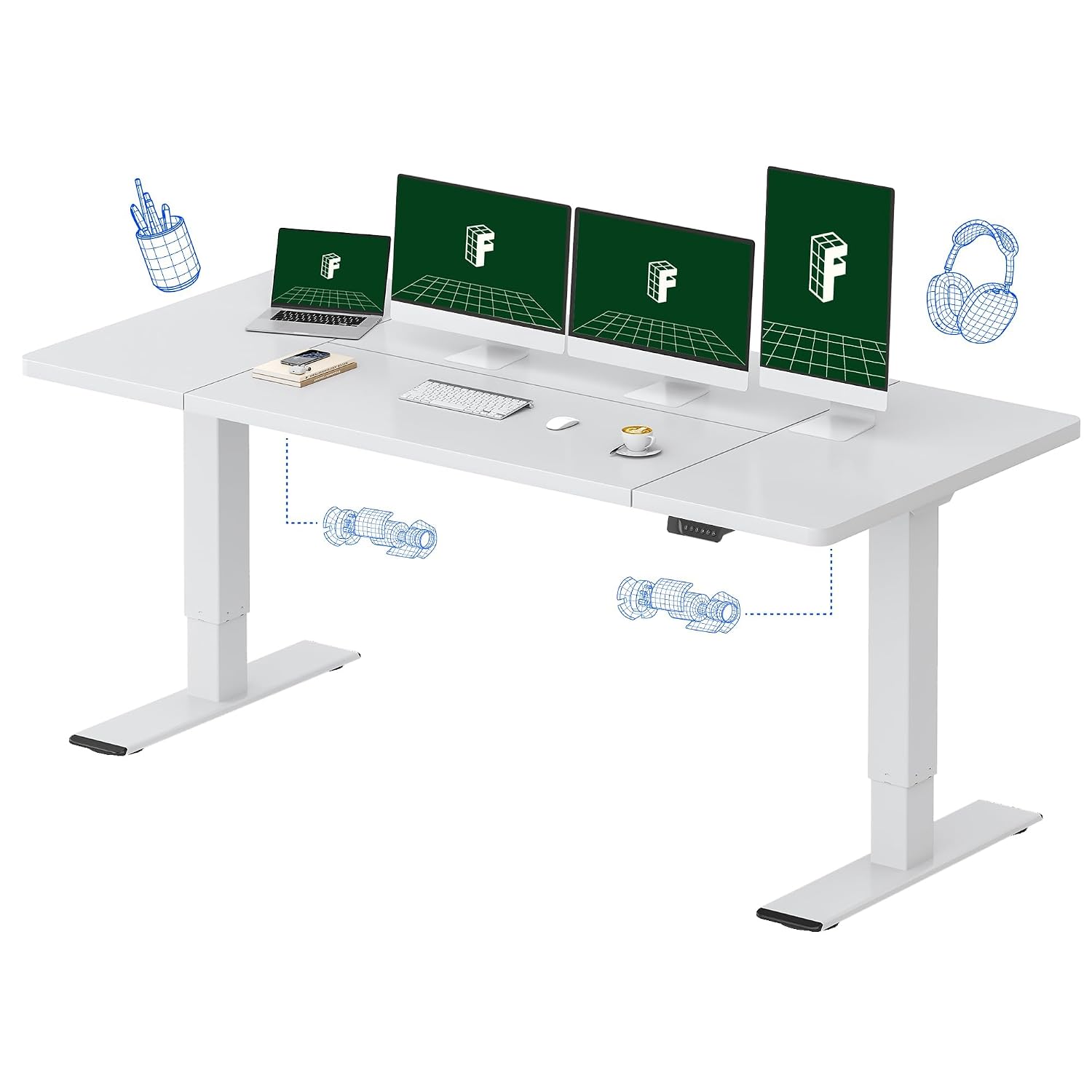 Desk Setup Dual Monitor - 대형 듀얼 모터 전동 스탠딩 데스크