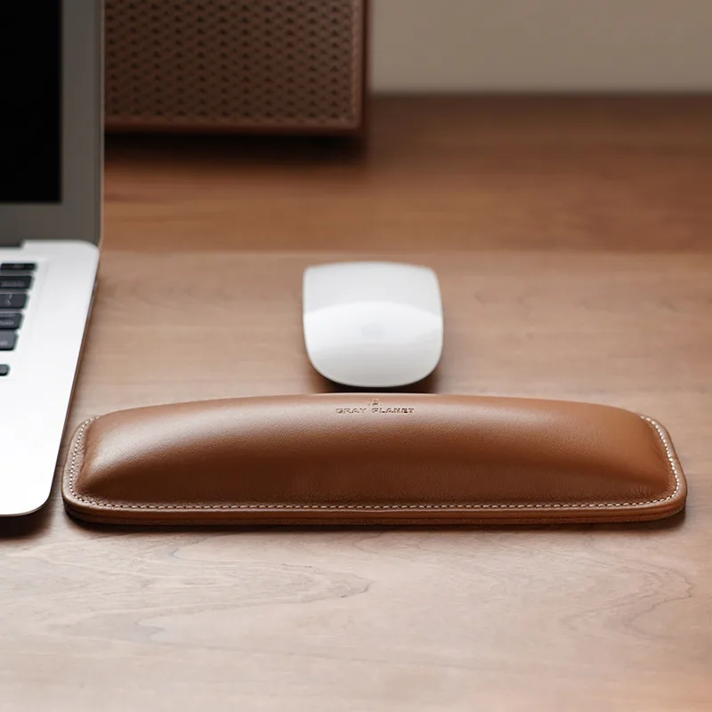 Ergonomic Desk Setup Keyboard - 정품 가죽 손목 받침대 탑 그레인