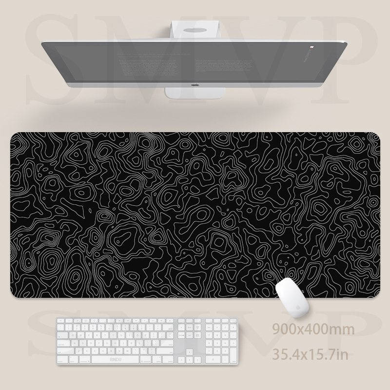 Desk Setup Blue - 마우스 패드 디자인 블랙 테이블 카펫
