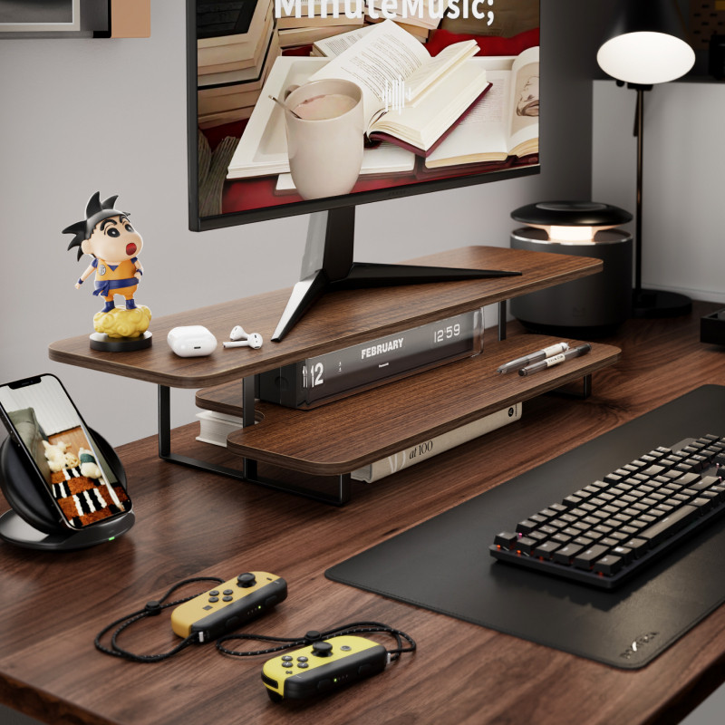 월넛 마감 모니터 스탠드 라이저 원목 데스크탑 정리대  - Desk Setup With Laptop And Monitor 리뷰 및 가격
