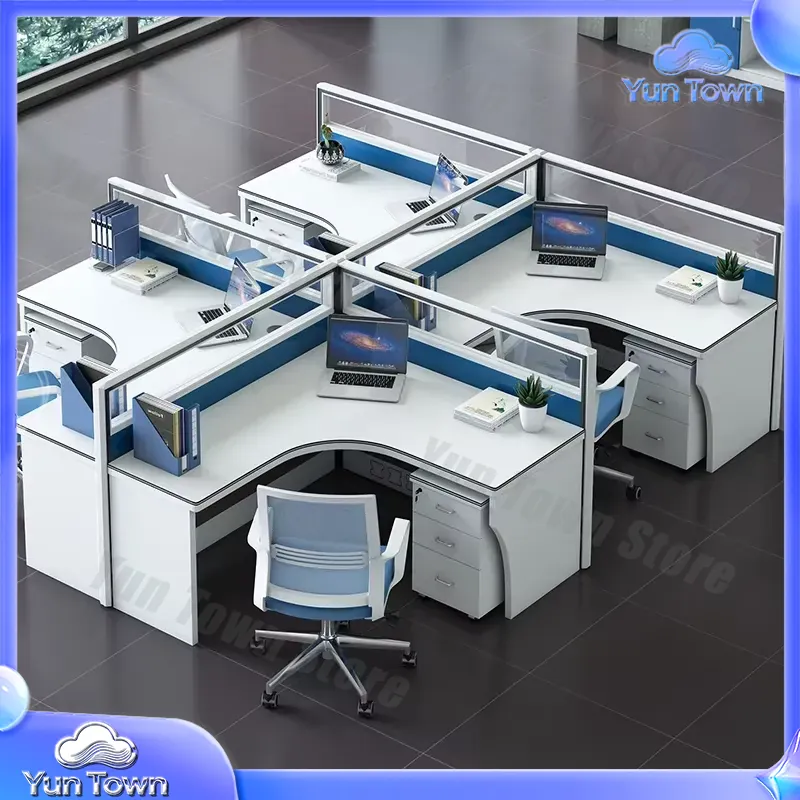 현대적인 오픈형 모듈식 사무실 책상, 4인용 워크스테이 - Desk Setup Workspace 리뷰 및 가격