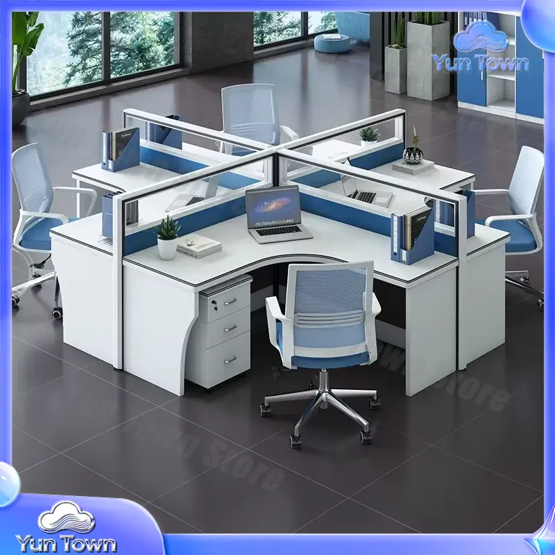 현대적인 오픈형 모듈식 사무실 책상, 4인용 워크스테이 - Desk Setup Workspace 리뷰 및 가격