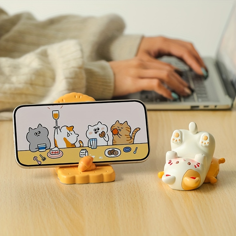 매력적인 고양이 모양의 레진 폰 스탠드 - 생일 선물, - Desk Setup Cute 리뷰 및 가격