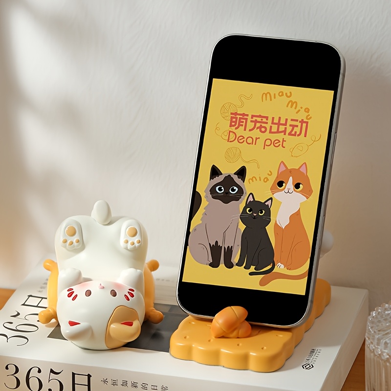 매력적인 고양이 모양의 레진 폰 스탠드 - 생일 선물, - Desk Setup Cute 리뷰 및 가격
