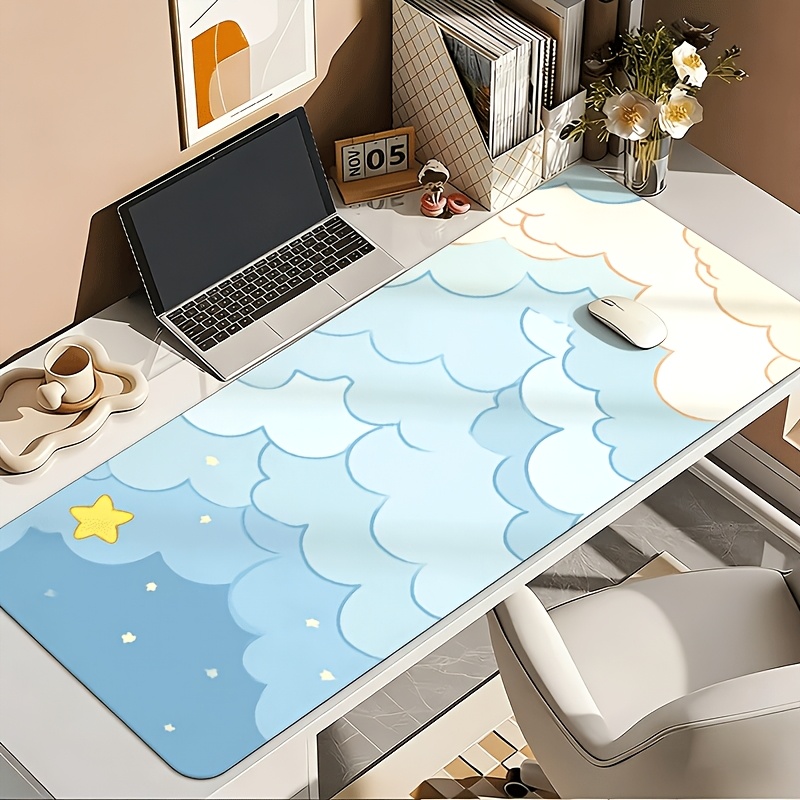 부드러운 파란 구름 & 금색 별 마우스 패드, 사무실  - Desk Setup Blue 리뷰 및 가격