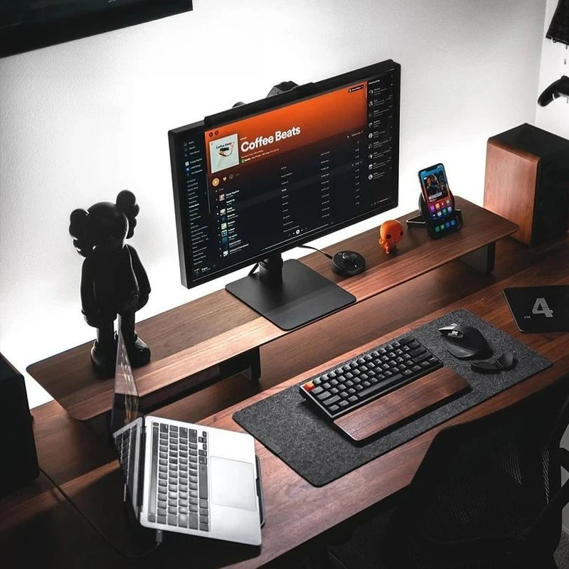 견고한 호두나무 모니터 스탠드 - 보관 선반이 있는 인 - Desk Setup Workspace 리뷰 및 가격